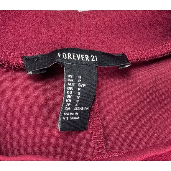 Forever 21 Mini Shift Dress Short Sleeve Mock Neck Burgundy Size S - Picture 3 of 5